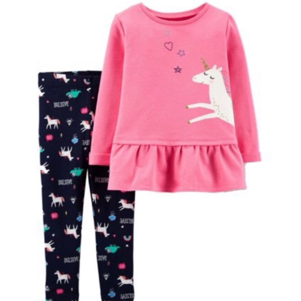 Carter's Girls 2-Piece Set Unicorn Shirt Size 24M - Picture 1 of 8